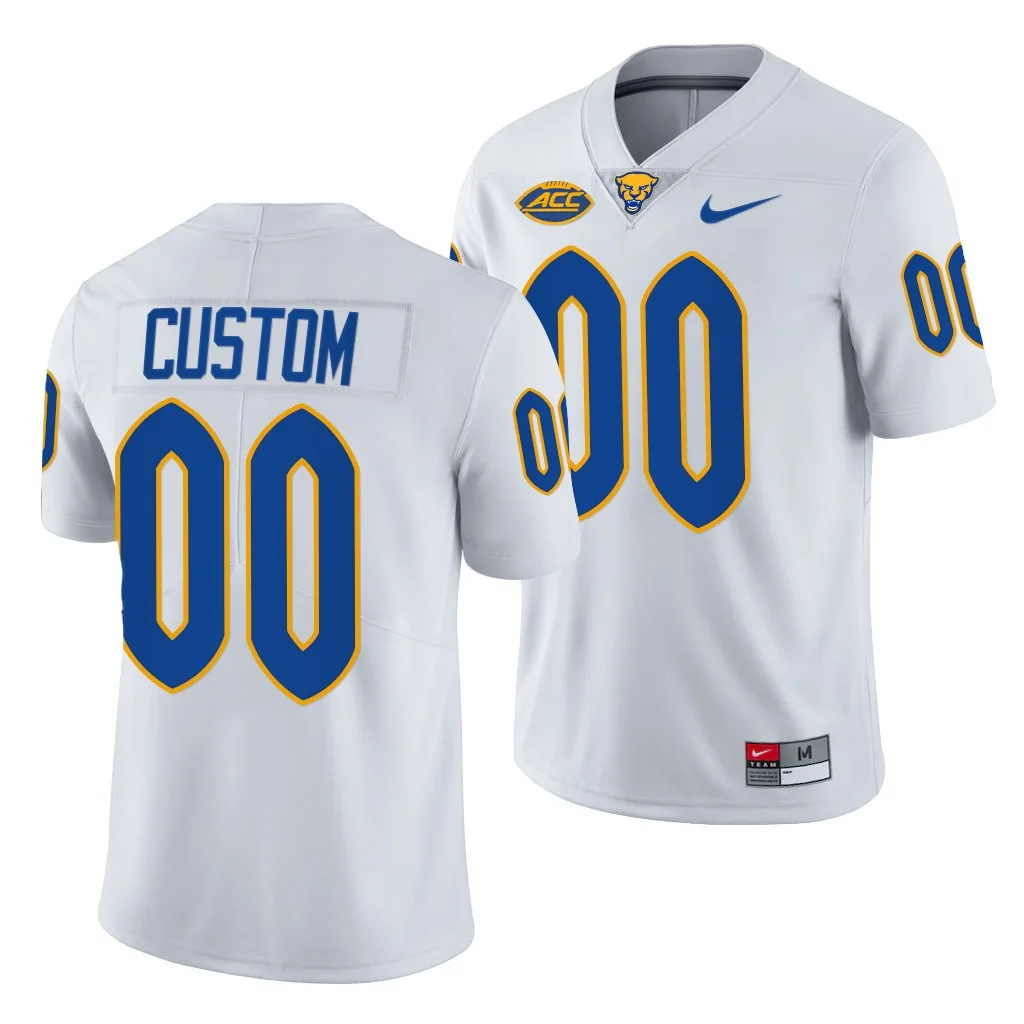 Custom Pitt Football Jersey for Youth Pitt Panthers Custom #00 White College Football Jersey Limited -