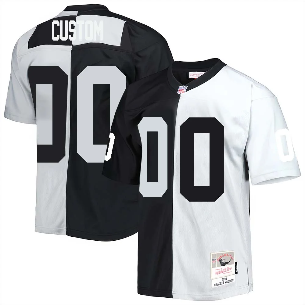 Custom Men Las Vegas Raiders Mitchell & Ness 1998 Split Legacy  Jersey - Black Silver