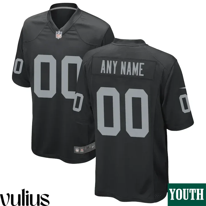 Custom Raiders Jersey, Black Youth's, Home Custom Game Jersey -
