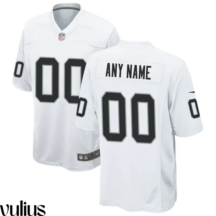 Custom Raiders Jersey, White Men's, Road Custom Game Jersey -