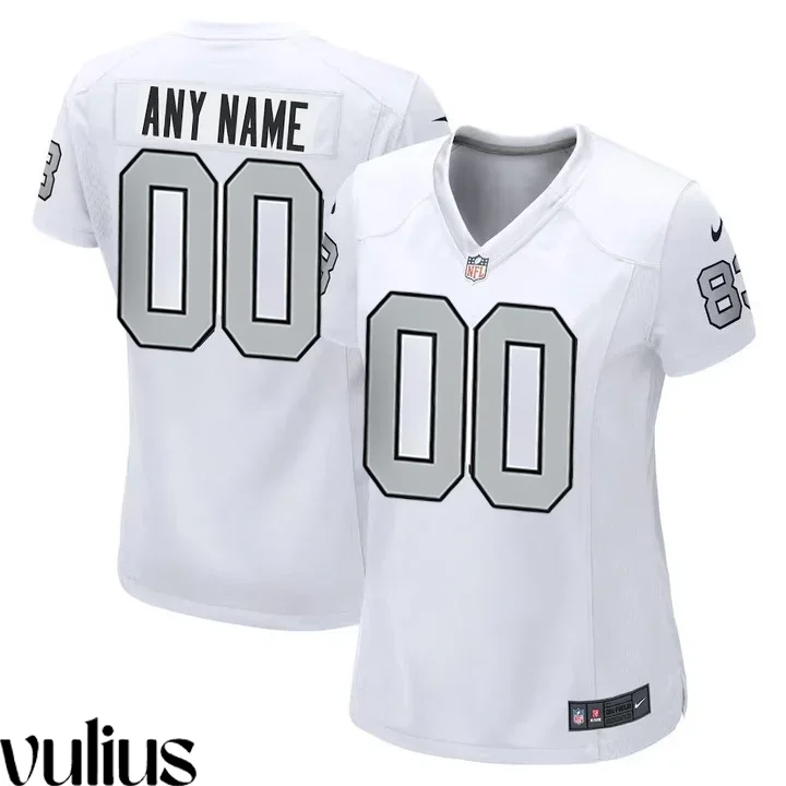 Custom Raiders Jersey, White Woman's, Alternate Custom Game Jersey -