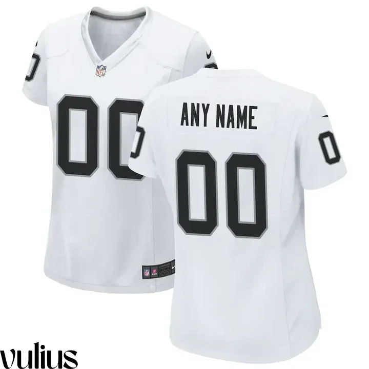Custom Raiders Jersey, White Woman's, Road Custom Game Jersey -