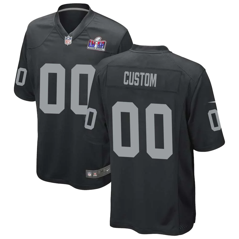 Las Vegas Raiders Custom Super Bowl LVIII Game Jersey for Men - Black -