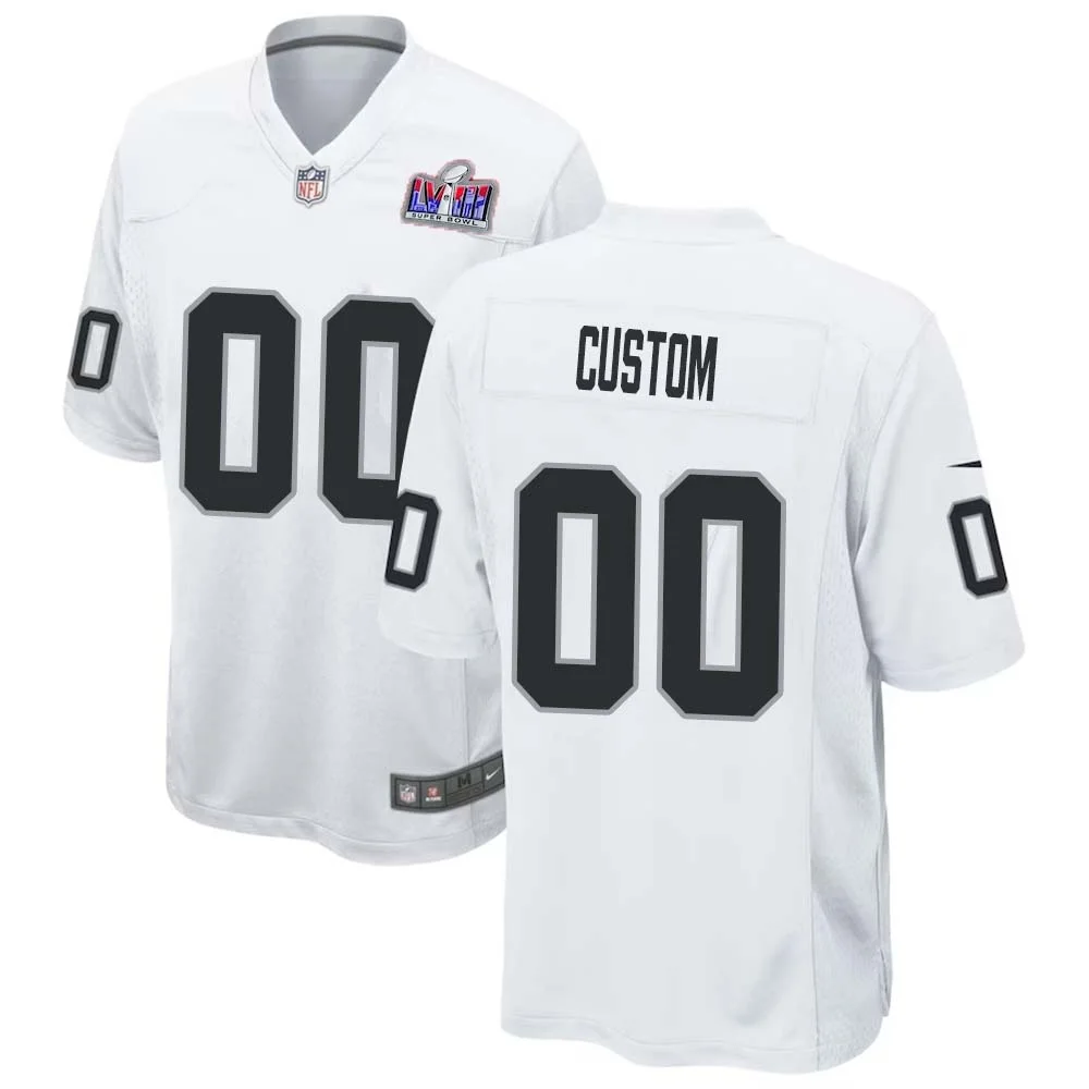 Las Vegas Raiders Custom Super Bowl LVIII Game Jersey for Men - White -
