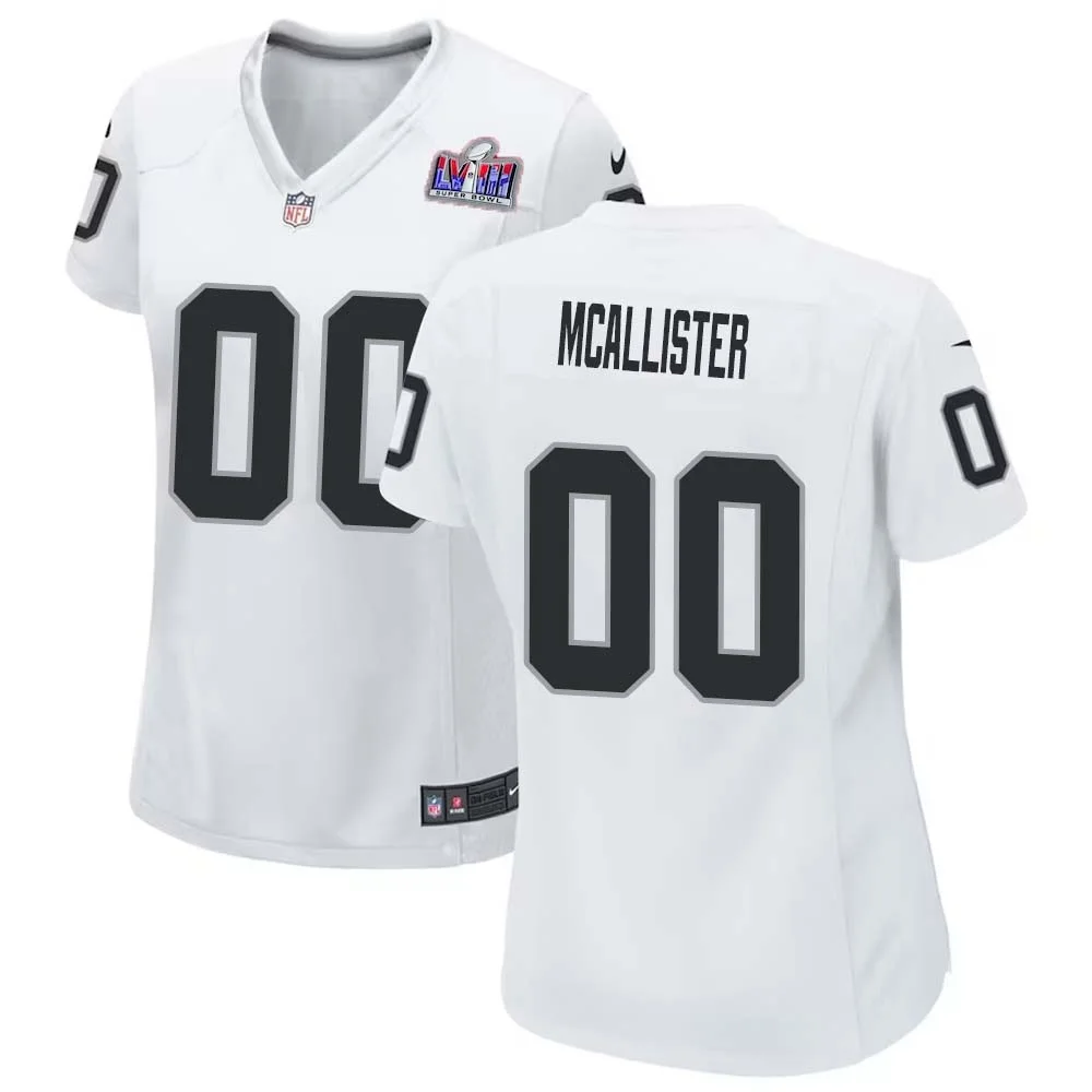Las Vegas Raiders Custom Super Bowl LVIII Game Jersey for Woman - White -