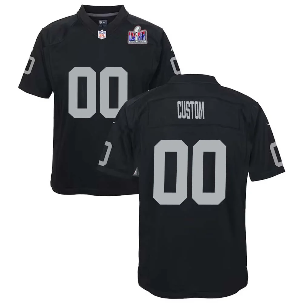 Las Vegas Raiders Custom Super Bowl LVIII Game Jersey for Youth - Black -