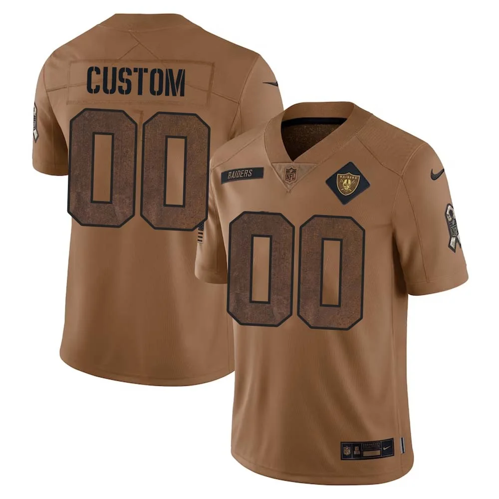 Men Custom Las Vegas Raiders 2023 Salute To Service Limited Jersey - Brown -