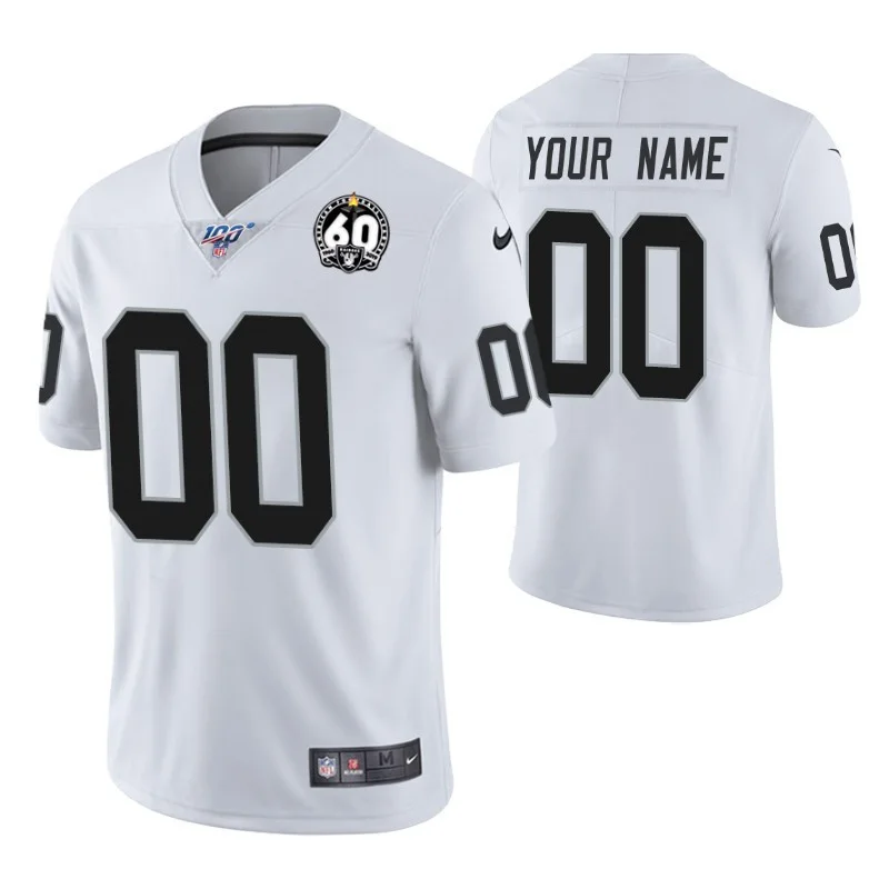 Men's #00 Custom Las Vegas Raiders Jersey 60th Anniversary Vapor Limited Edition -