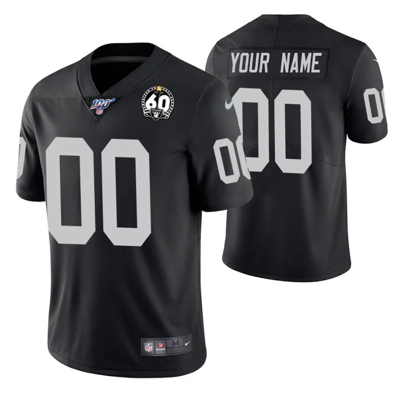Men's #00 Custom Las Vegas Raiders Jersey 60th Anniversary Vapor Limited Edition -
