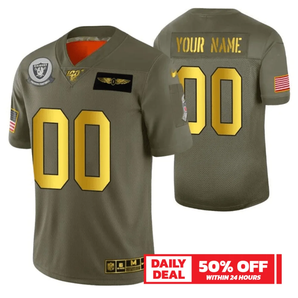 Men's 100th Season Las Vegas Raiders Custom 2019 Salute to Service Jersey -
