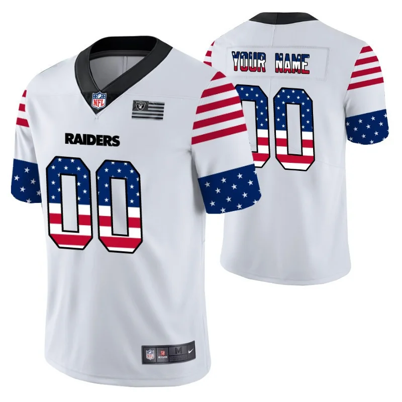 Men's Las Vegas Raiders Custom White Independence Day Vapor Limited Jersey -