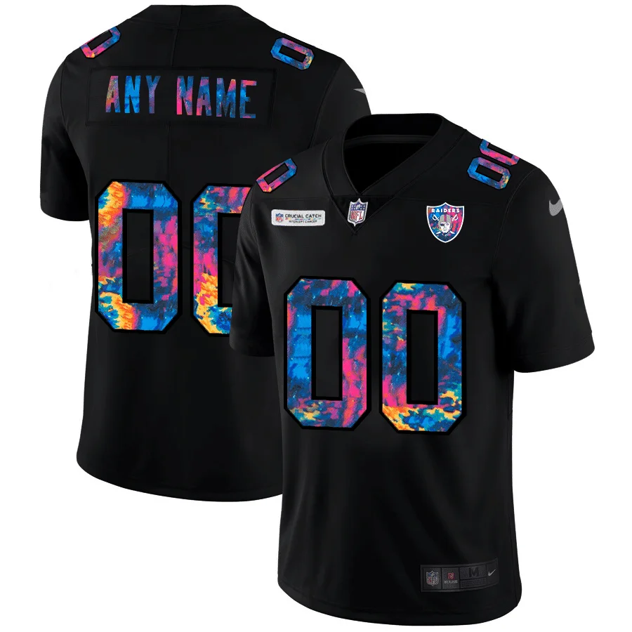 Men's Las Vegas Raiders Customized 2020 Black Crucial Catch Limited Stitched Jersey -