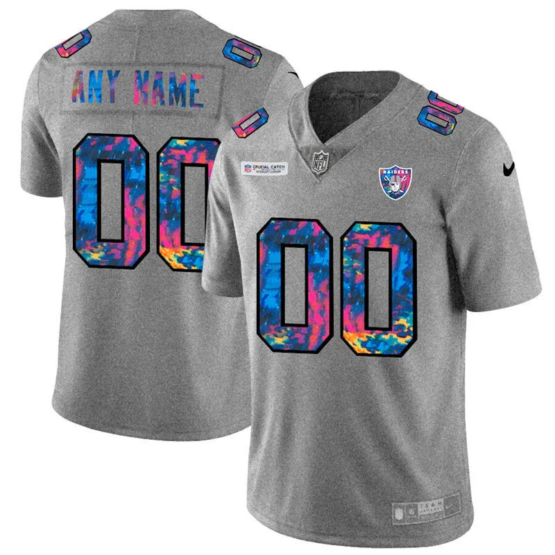 Men's Las Vegas Raiders Customized 2020 Grey Crucial Catch Limited Stitched Jersey -