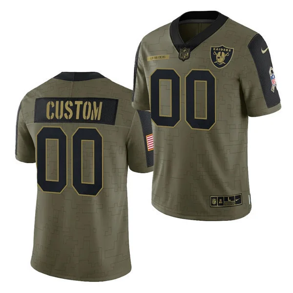 Men's Las Vegas Raiders Customized 2021 Olive Salute To Service Limited Stitched Jersey -