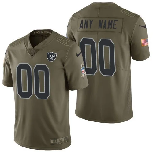 Men's Las Vegas Raiders Olive 2017 Salute to Service Limited Customized Jersey -