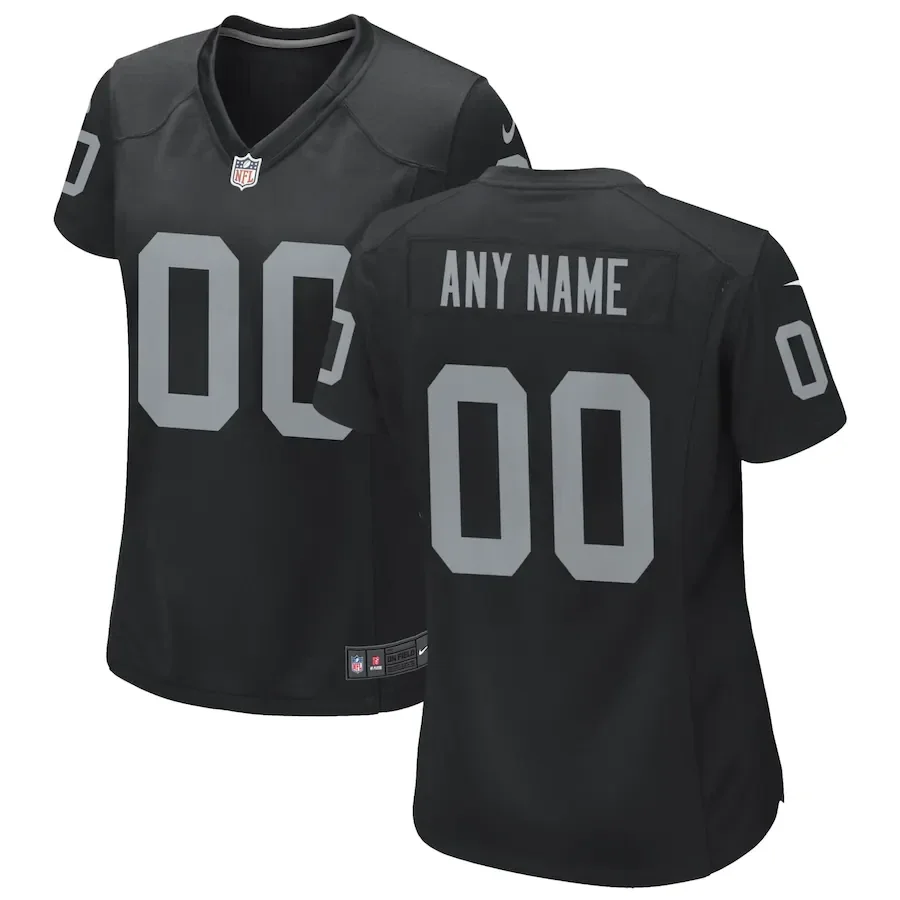 Woman's Las Vegas Raiders Home Custom Game Jersey - Black -
