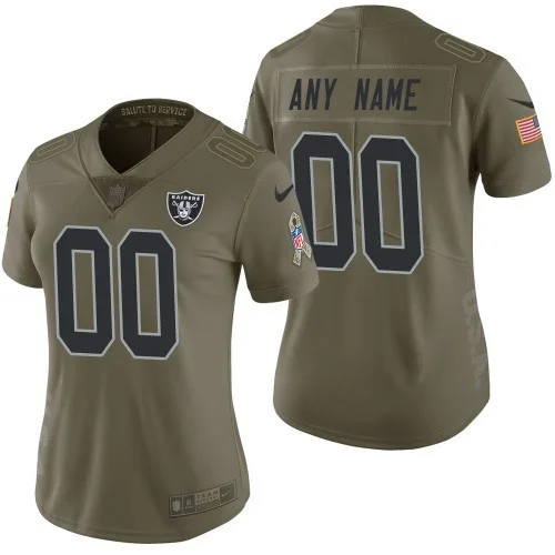 Woman's Las Vegas Raiders Olive 2017 Salute to Service Limited Customized Jersey -
