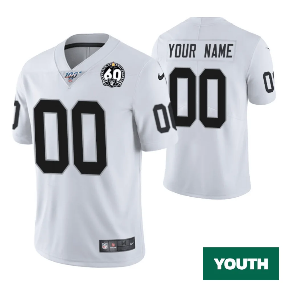 Youth's #00 Custom Las Vegas Raiders Jersey 60th Anniversary Vapor Limited Edition -