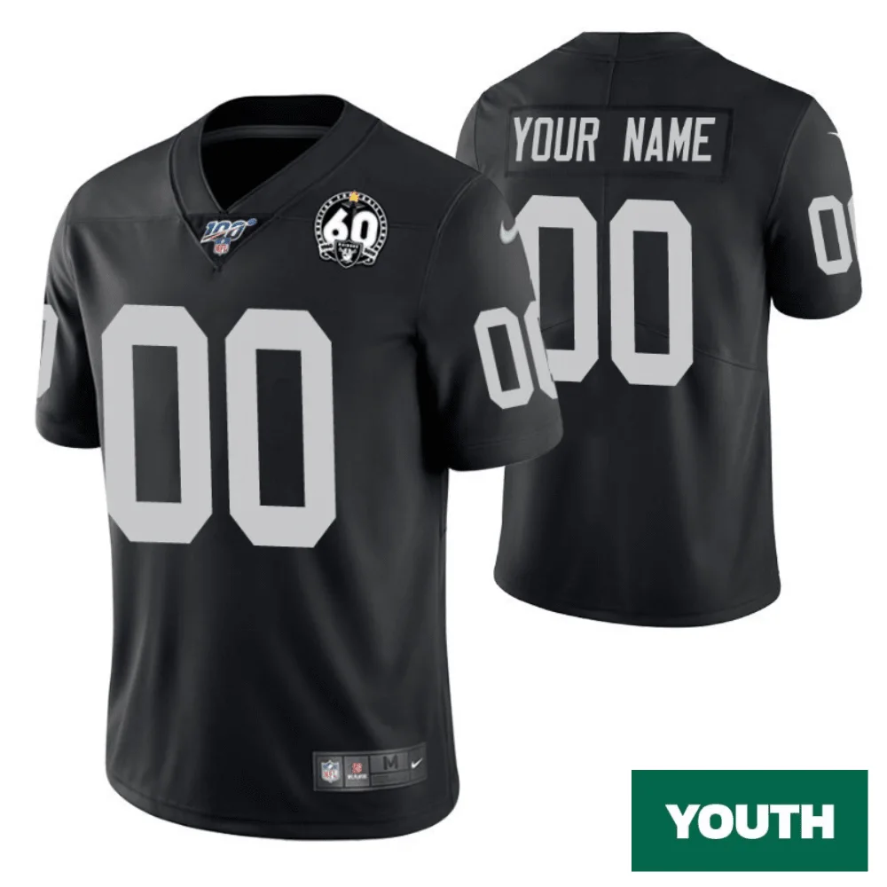 Youth's #00 Custom Las Vegas Raiders Jersey 60th Anniversary Vapor Limited Edition -