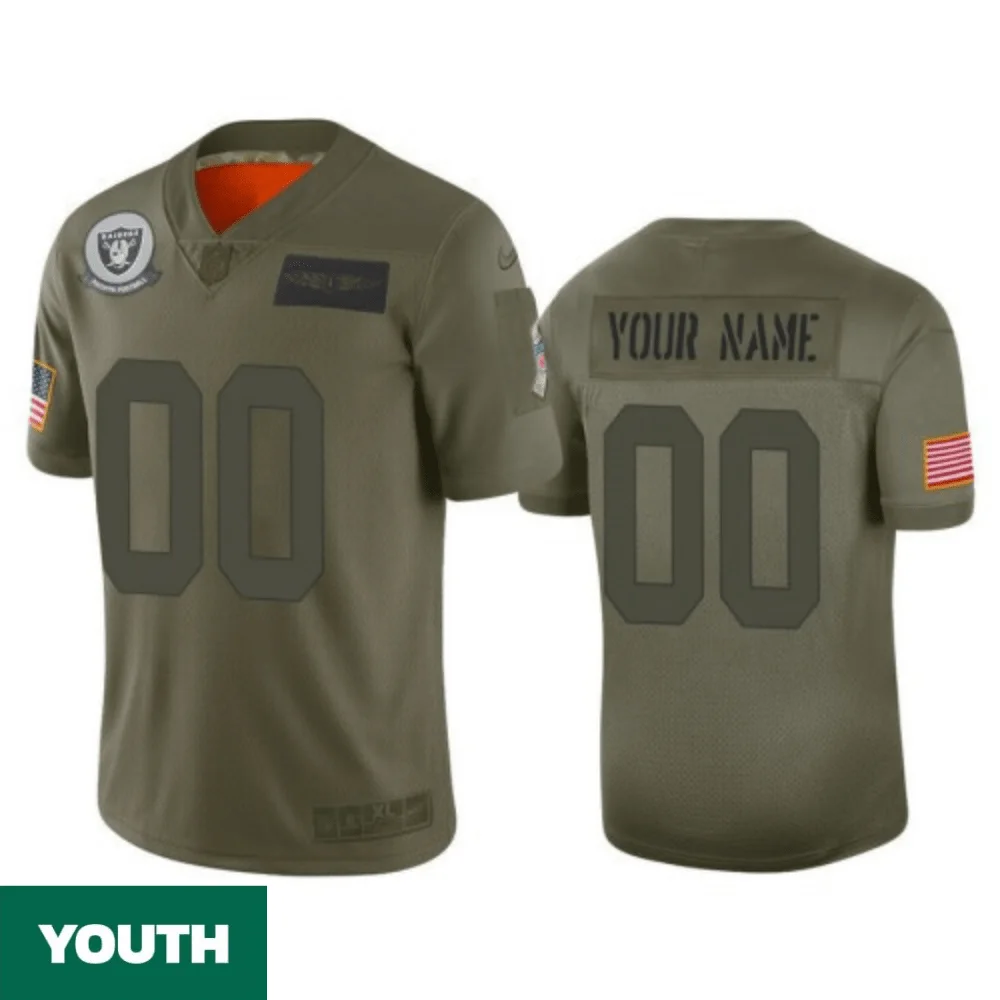 Youth's Custom Las Vegas Raiders #00 Camo 2019 Salute to Service Limited Jersey -