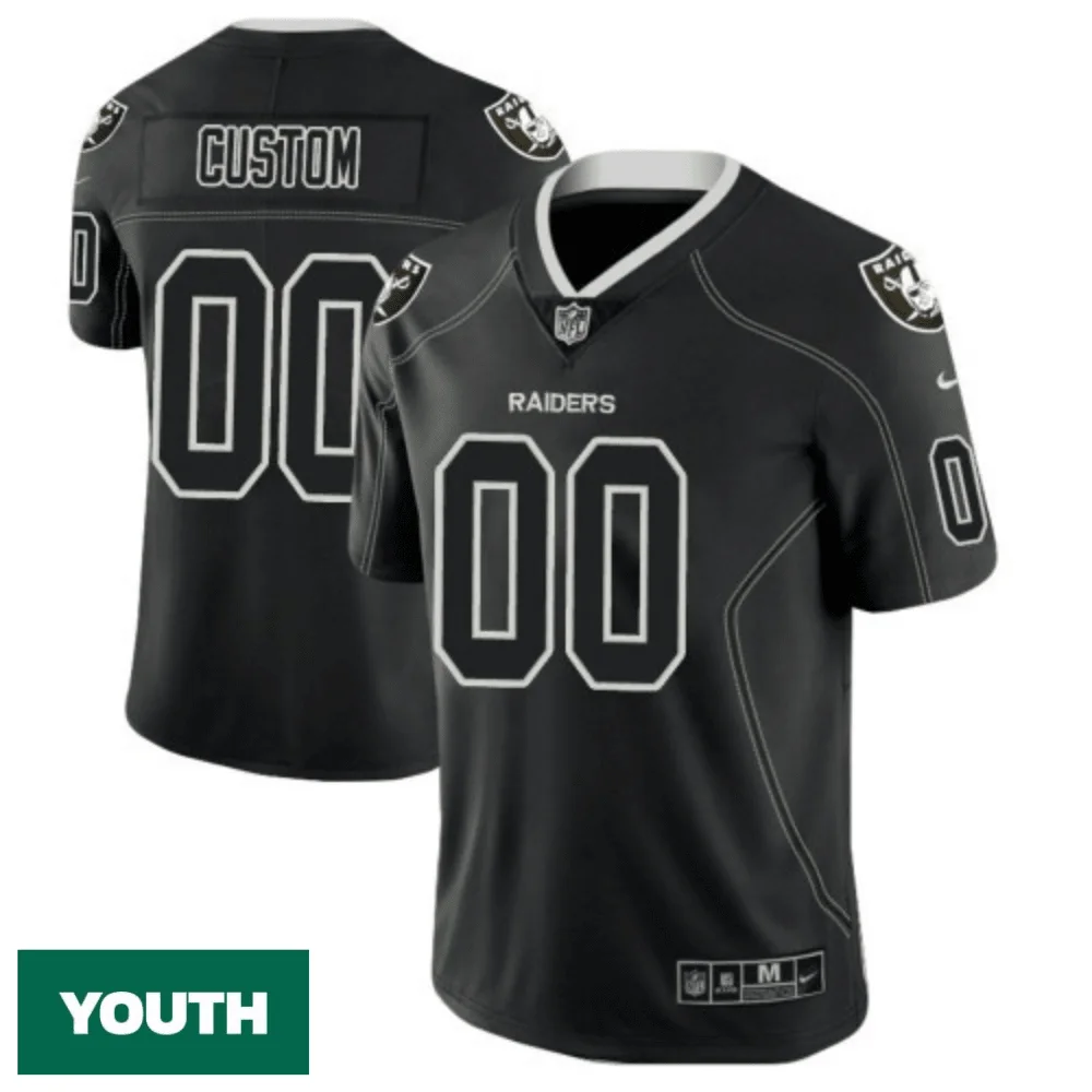 Youth's Las Vegas Raiders 2018 Lights Out Color Rush Limited Black Customized Jersey -