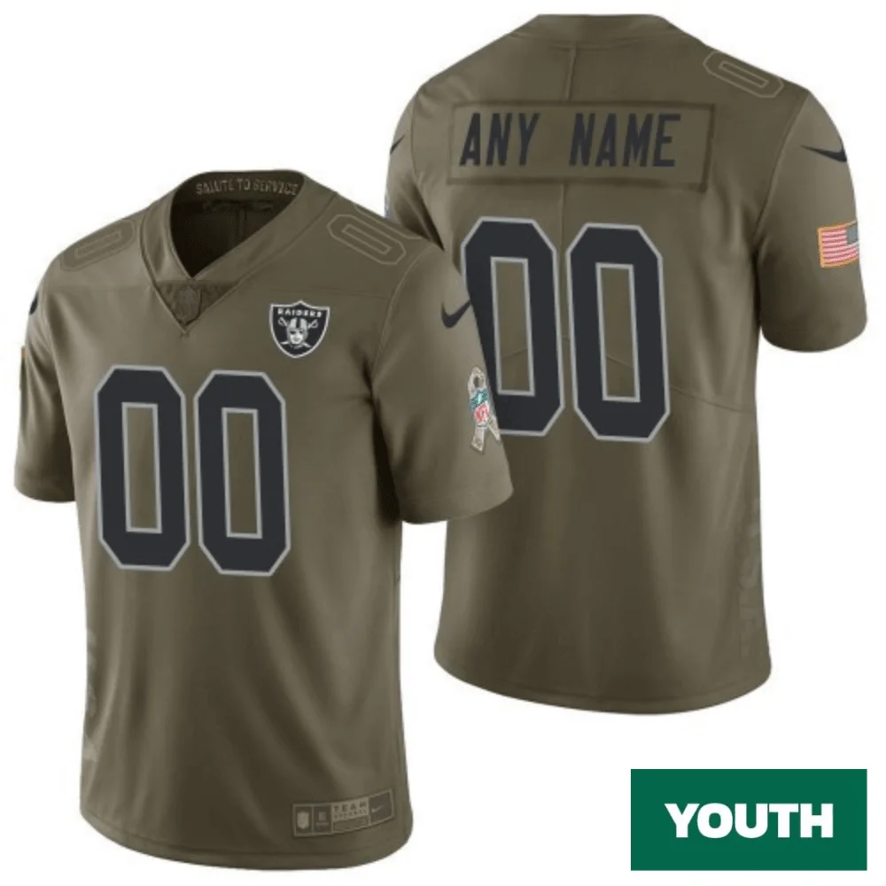 Youth's Las Vegas Raiders Olive 2017 Salute to Service Limited Customized Jersey -