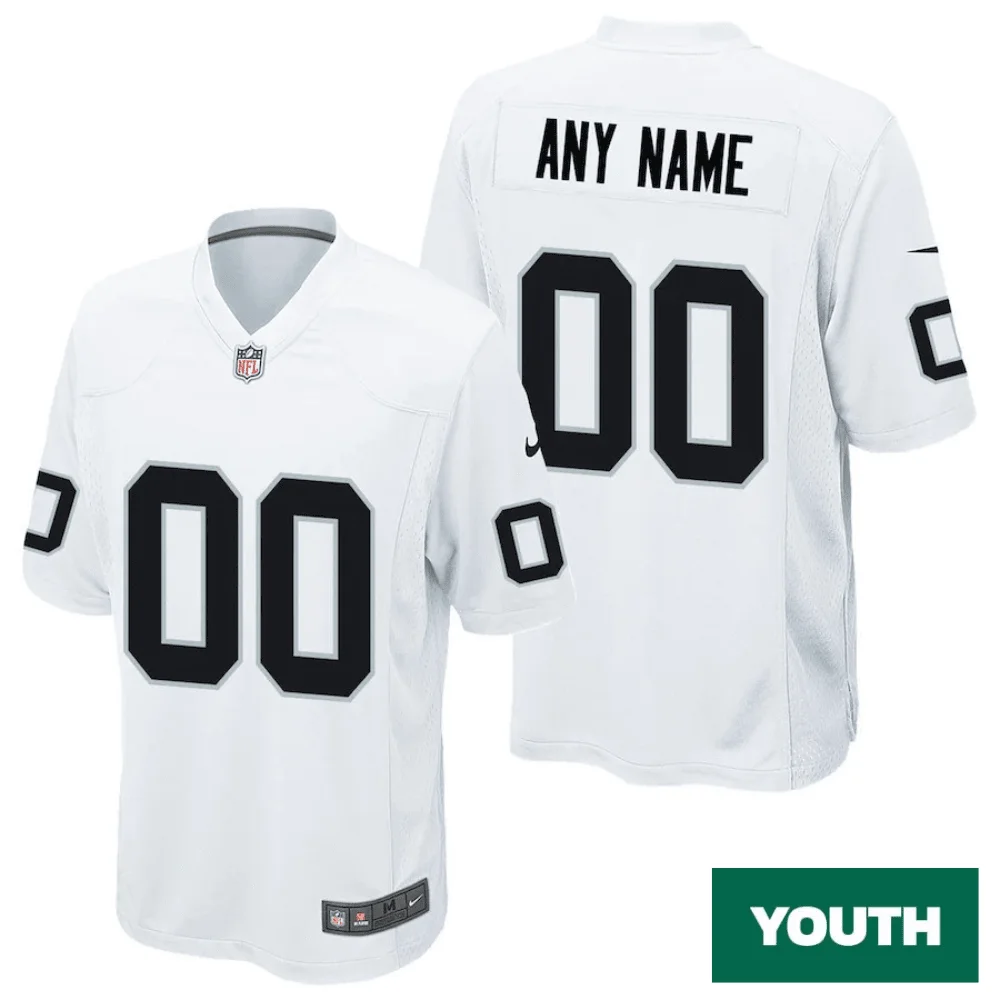 Youth's Las Vegas Raiders Road Game Jersey - Custom -