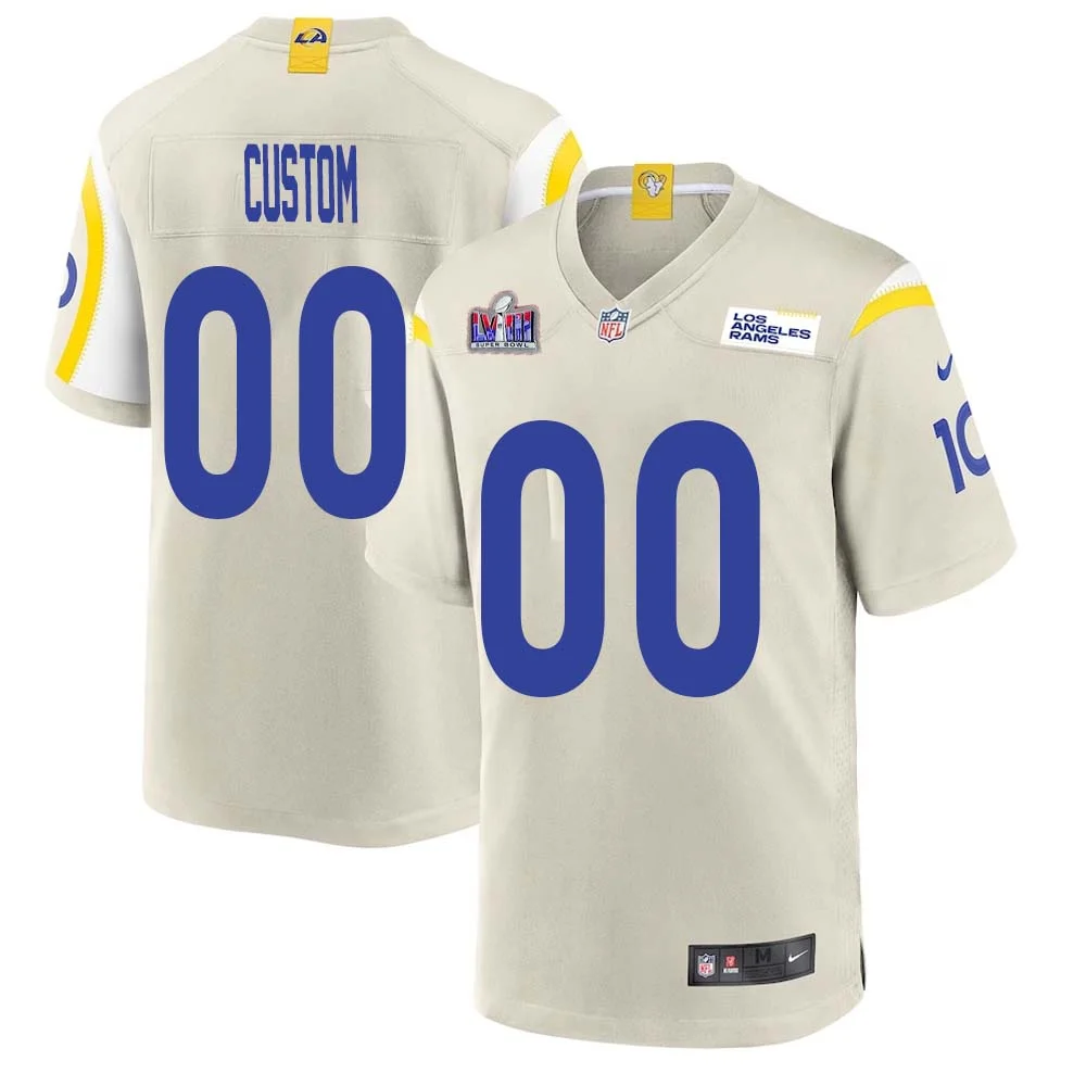 Custom Los Angeles Rams Super Bowl LVIII Game Road Jersey - Light Bone for Mens -