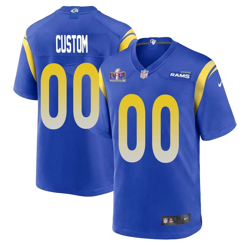 Custom Los Angeles Rams Super Bowl LVIII Game Team Colour Home Jersey - Hyper Royal for Mens -