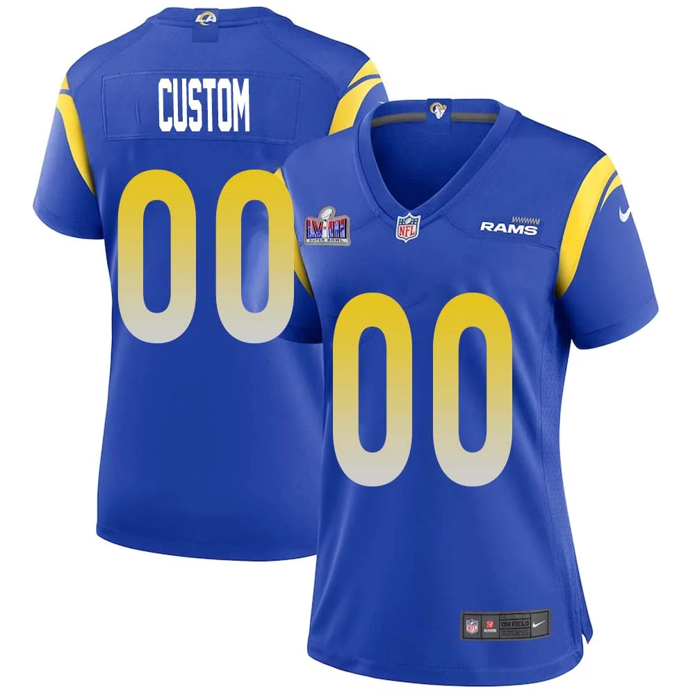 Custom Los Angeles Rams Super Bowl LVIII Game Team Colour Home Jersey - Hyper Royal for Womans -