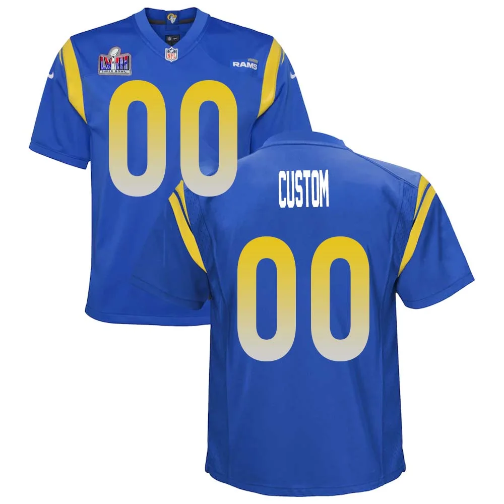 Custom Los Angeles Rams Super Bowl LVIII Game Team Colour Home Jersey - Hyper Royal for Youth -
