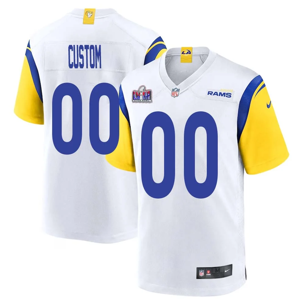 Custom Men Los Angeles Rams Super Bowl LVIII Alternate Game Jersey - White -