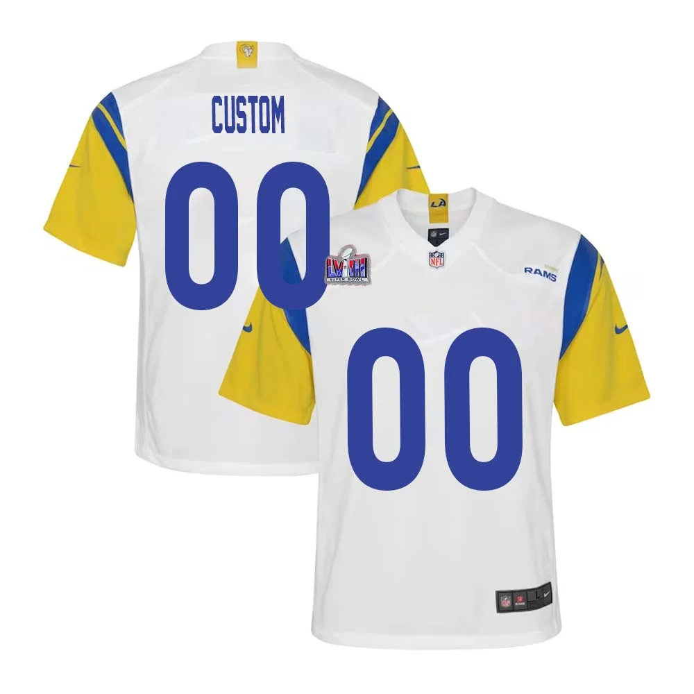 Custom Youth Los Angeles Rams Super Bowl LVIII Alternate Game Jersey - White -