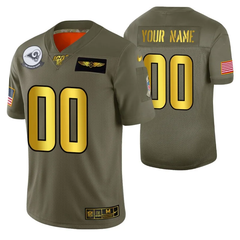 Men's 100th Season Los Angeles Rams Custom 2019 Salute to Service Jersey -