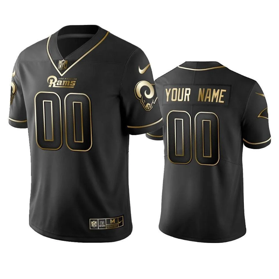 Men's 2019 Los Angeles Rams Custom Black Golden Edition Vapor Untouchable Limited Jersey -