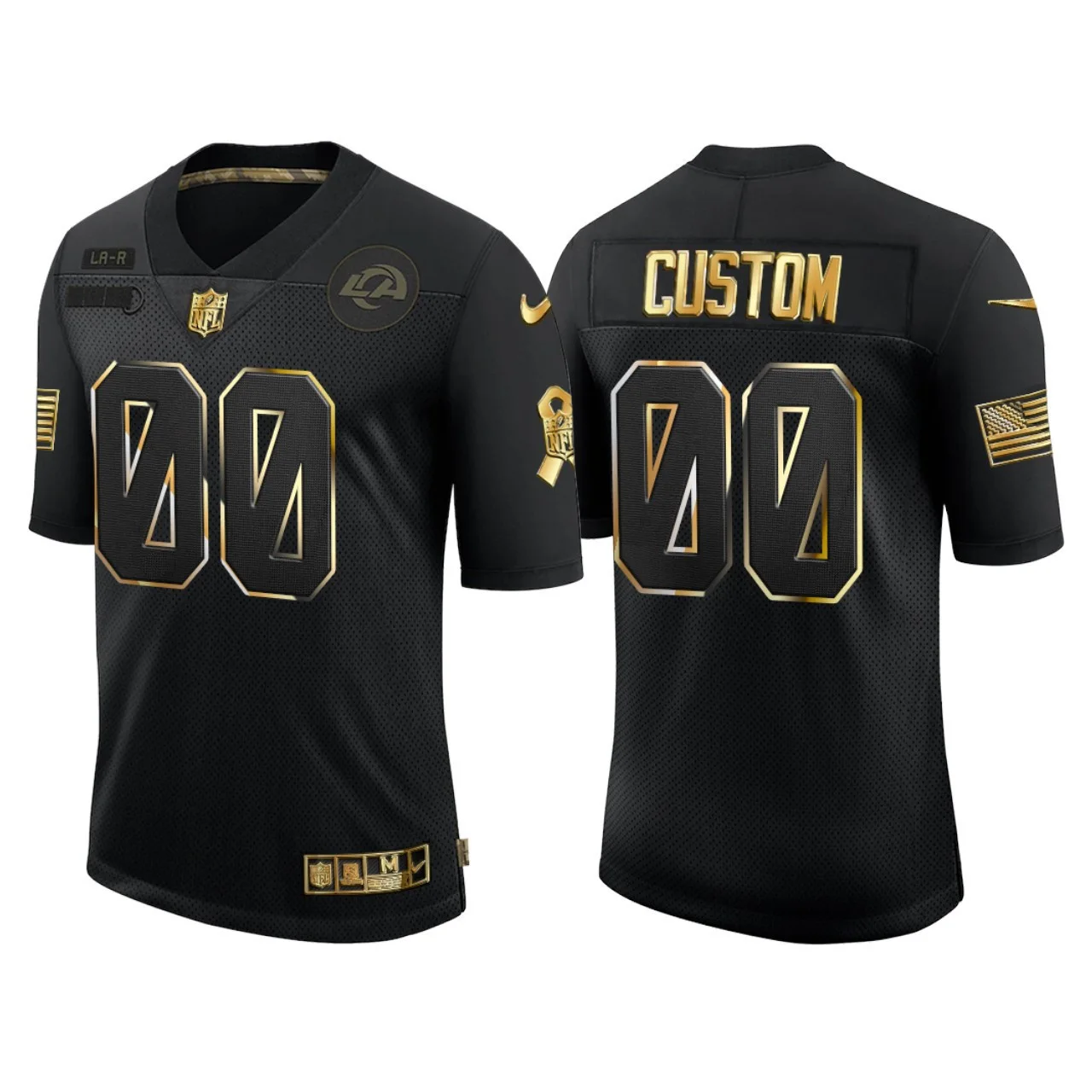 Men's Custom #00 Los Angeles Rams 2020 Salute to Service Golden Limited Jersey - Black -