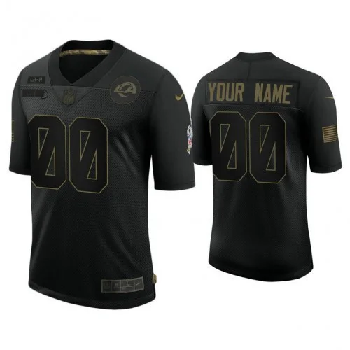 Men's Custom Los Angeles Rams #00 Black 2020 Salute to Service Limited Jersey -