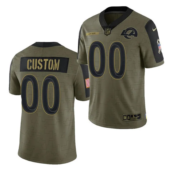 Men's Custom Los Angeles Rams Limited Custom 2021 Salute To Service Jersey - Olive -