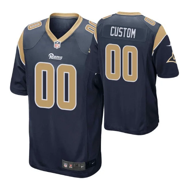 Men's - Los Angeles Rams #00 Custom Navy Game Jersey -