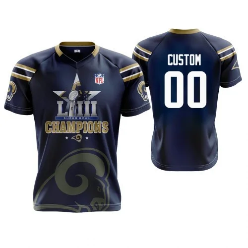 Men's Los Angeles Rams #00 Custom Navy Super Bowl LIII Champions Commemorative Jersey -