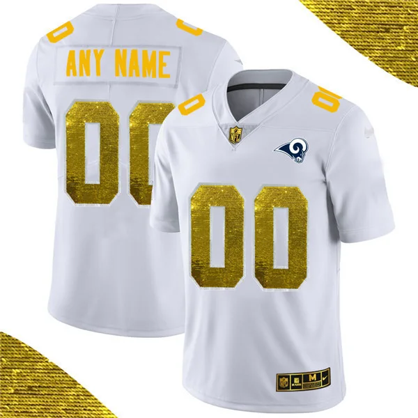 Men's Los Angeles Rams ACTIVE PLAYER White Custom Gold Fashion Edition Limited Stitched Jersey -