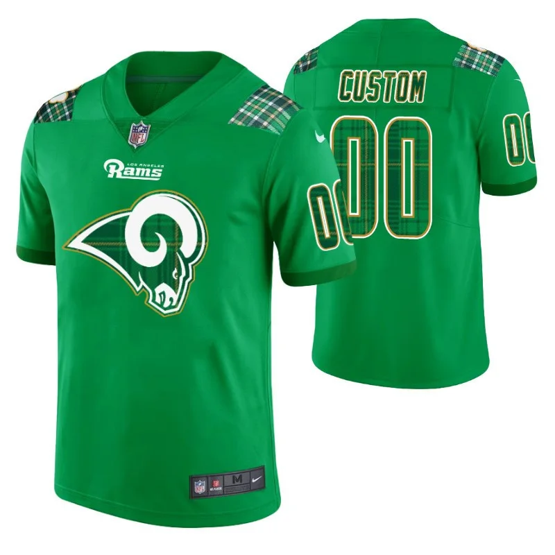 Men's - Los Angeles Rams Custom Kelly Green St. Patrick's Day Jersey -