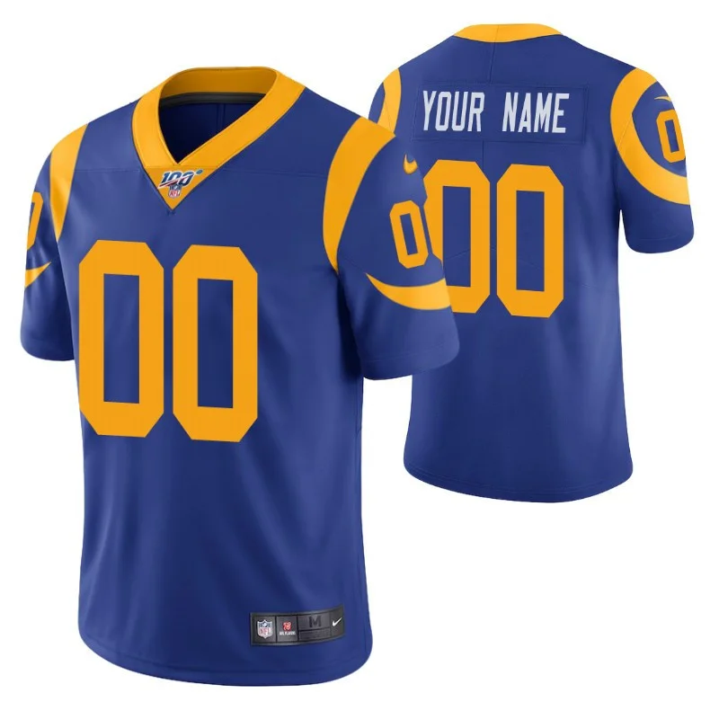 Men's Los Angeles Rams Custom Royal 100th Season Vapor Limited Jersey -
