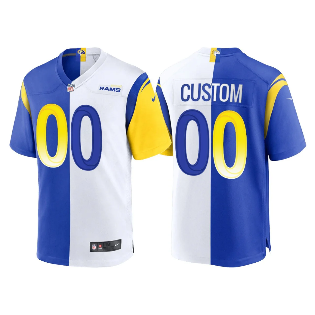 Men's Los Angeles Rams Custom Split Game Jersey - Royal White -