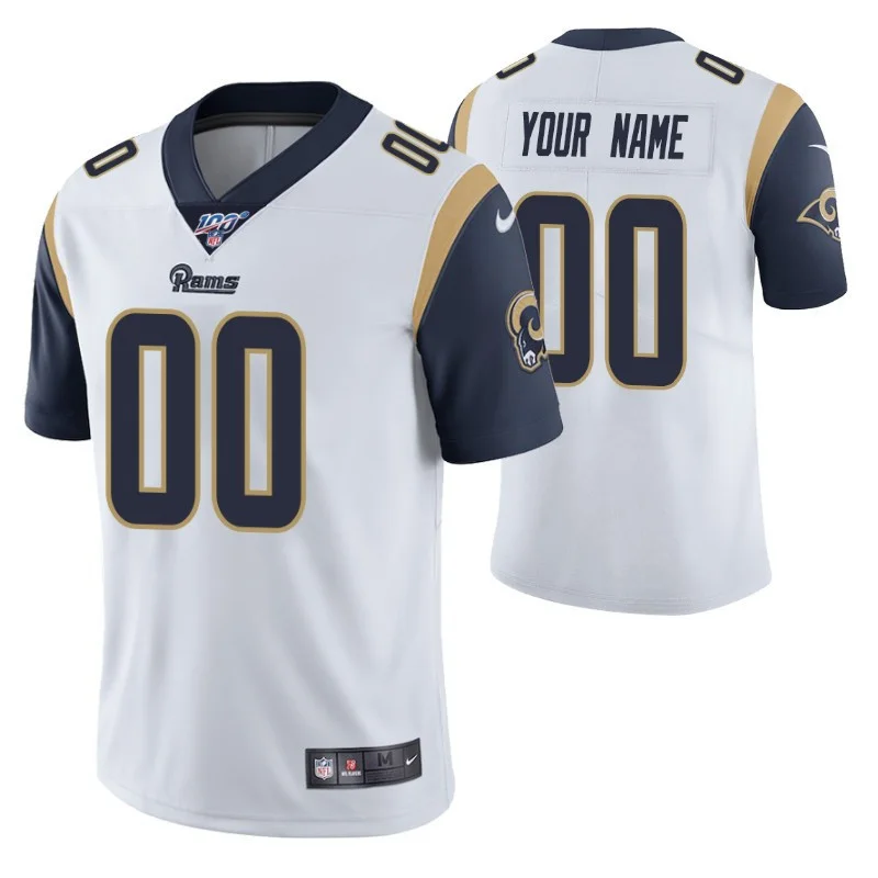 Men's Los Angeles Rams Custom White 100th Season Limited Jersey -