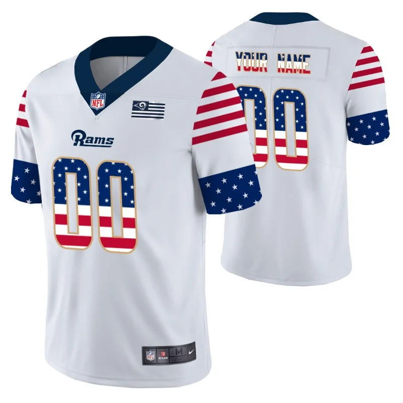 Men's Los Angeles Rams Custom White Independence Day Vapor Limited Jersey -