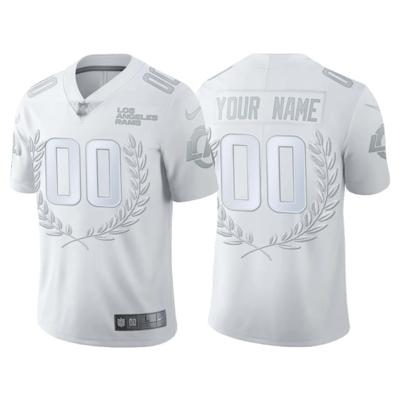Men's Los Angeles Rams Custom White MVP Platinum Limited Jersey -