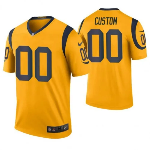 Men's Los Angeles Rams Gold Color Rush Legend Customized Jersey -