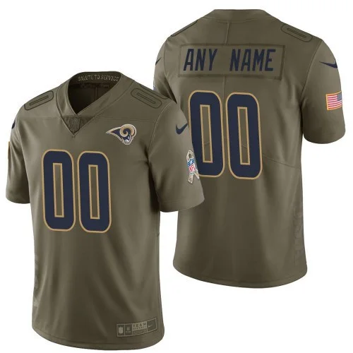 Men's Los Angeles Rams Olive 2017 Salute to Service Limited Customized Jersey -