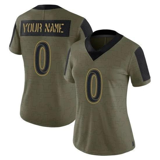 Woman's Custom Los Angeles Rams Limited Custom 2021 Salute To Service Jersey - Olive -